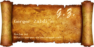 Gerger Zalán névjegykártya